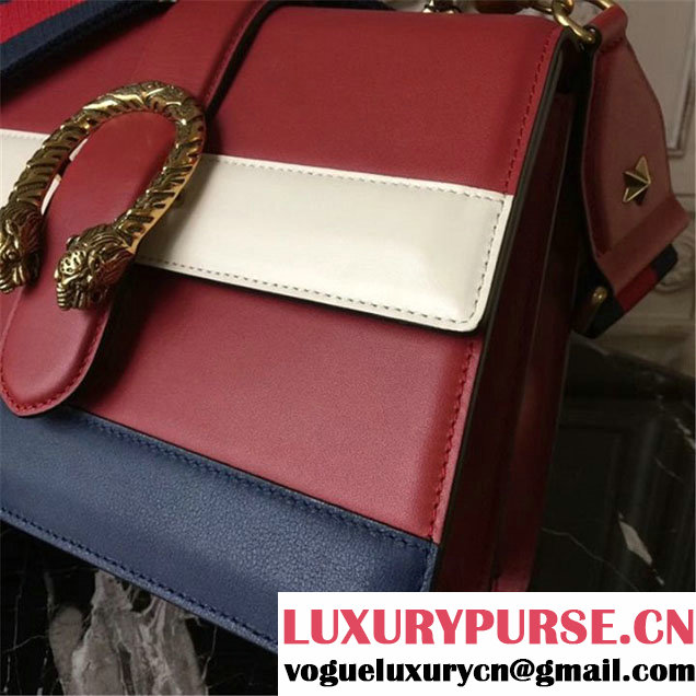 Gucci Dionysus Leather Bamboo Large Top Handle 27cm Bag Fall Winter 2017 Collection Hibiscus Red White Navy Blue