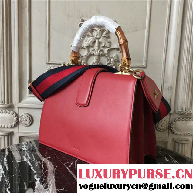 Gucci Dionysus Leather Bamboo Large Top Handle 27cm Bag Fall Winter 2017 Collection Hibiscus Red White Navy Blue