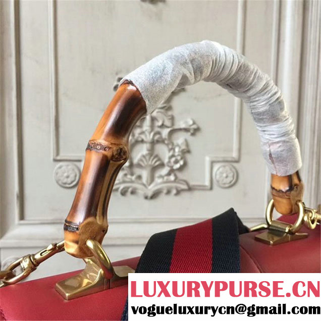 Gucci Dionysus Leather Bamboo Large Top Handle 27cm Bag Fall Winter 2017 Collection Hibiscus Red White Navy Blue