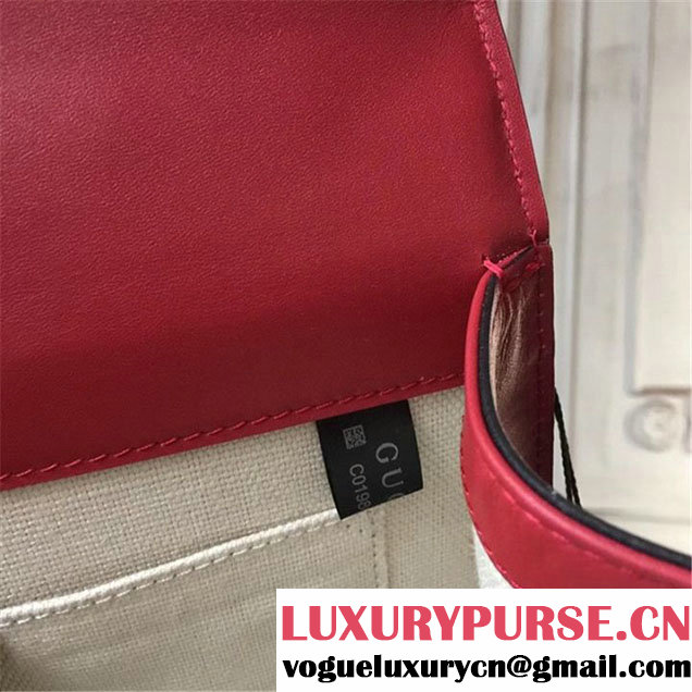 Gucci Dionysus Leather Bamboo Large Top Handle 27cm Bag Fall Winter 2017 Collection Hibiscus Red White Navy Blue