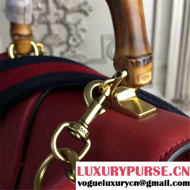 Gucci Dionysus Leather Bamboo Large Top Handle 27cm Bag Fall Winter 2017 Collection Hibiscus Red White Navy Blue