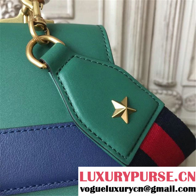 Gucci Dionysus Leather Bamboo Large Top Handle 27cm Bag Fall Winter 2017 Collection Green Navy Blue Hibiscus Red