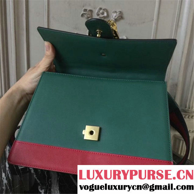 Gucci Dionysus Leather Bamboo Large Top Handle 27cm Bag Fall Winter 2017 Collection Green Navy Blue Hibiscus Red