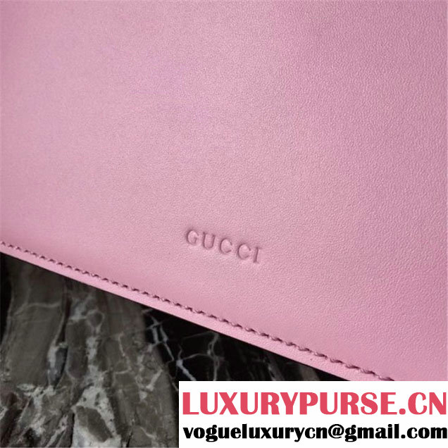 Gucci Dionysus Leather Bamboo Large Top Handle 27cm Bag Fall Winter 2017 Collection Pink Navy Blue Hibiscus Red