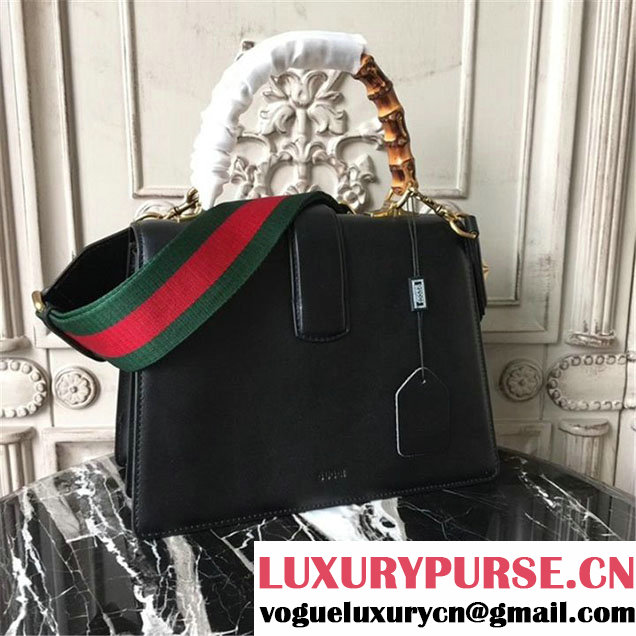 Gucci Dionysus Leather Bamboo Large Top Handle 27cm Bag Fall Winter 2017 Collection Black Green Hibiscus Red