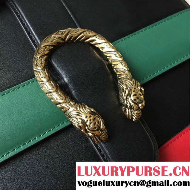Gucci Dionysus Leather Bamboo Large Top Handle 27cm Bag Fall Winter 2017 Collection Black Green Hibiscus Red