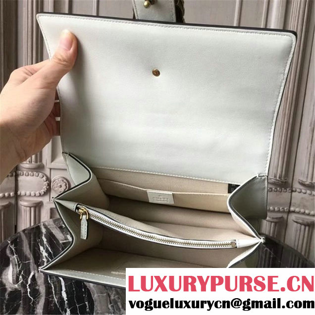 Gucci Dionysus Leather Bamboo Large Top Handle 27cm Bag Fall Winter 2017 Collection White Navy Blue Hibiscus Red