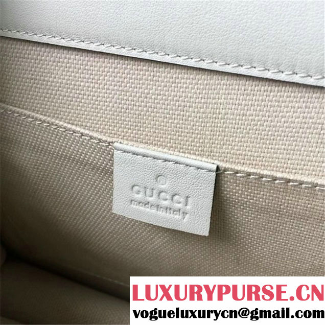 Gucci Dionysus Leather Bamboo Large Top Handle 27cm Bag Fall Winter 2017 Collection White Navy Blue Hibiscus Red