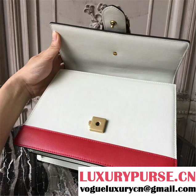 Gucci Dionysus Leather Bamboo Large Top Handle 27cm Bag Fall Winter 2017 Collection White Navy Blue Hibiscus Red