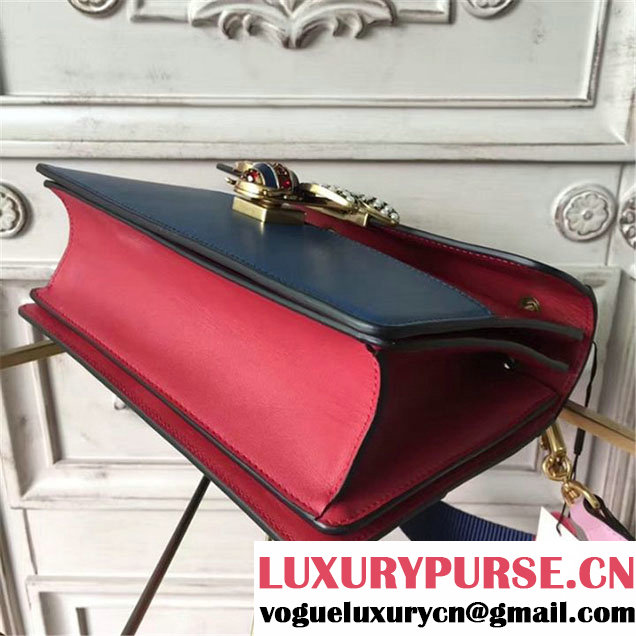 Gucci Queen Margaret Stripe Top Handle Shoulder Bag Calfskin Leather Fall Winter 2017 Collection Red Navy White