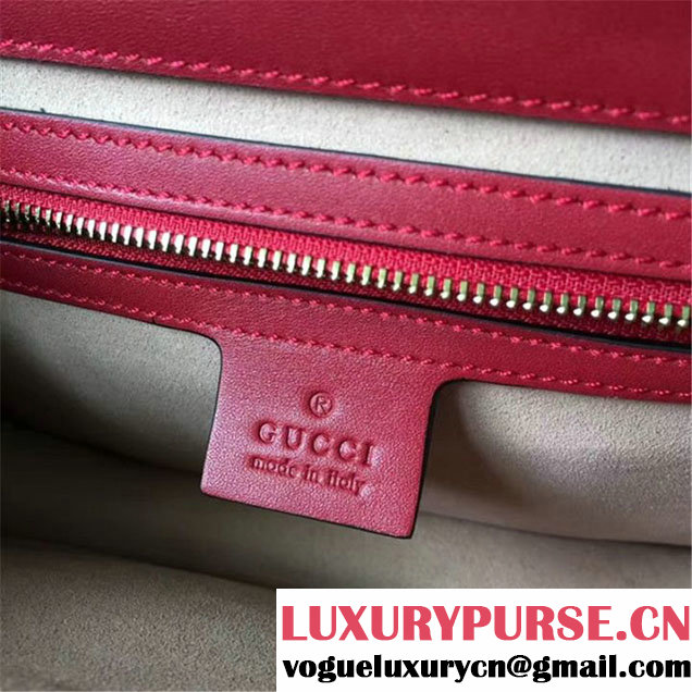 Gucci Queen Margaret Stripe Top Handle Shoulder Bag Calfskin Leather Fall Winter 2017 Collection Red Navy White