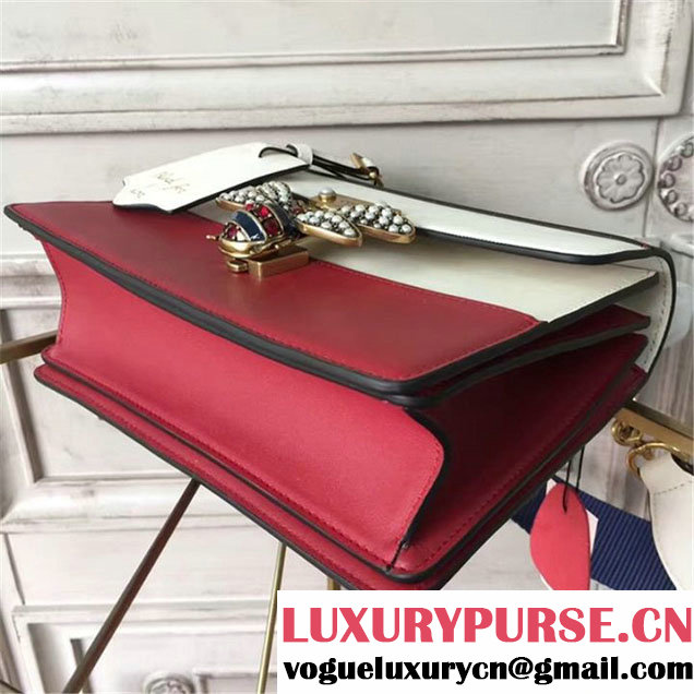 Gucci Queen Margaret Stripe Top Handle Shoulder Bag Calfskin Leather Fall Winter 2017 Collection Red White