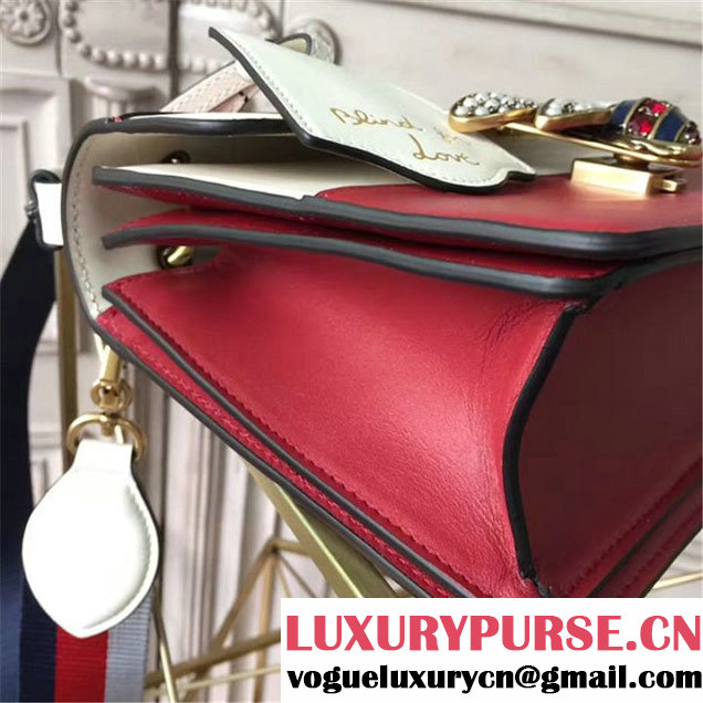 Gucci Queen Margaret Stripe Top Handle Shoulder Bag Calfskin Leather Fall Winter 2017 Collection Red White