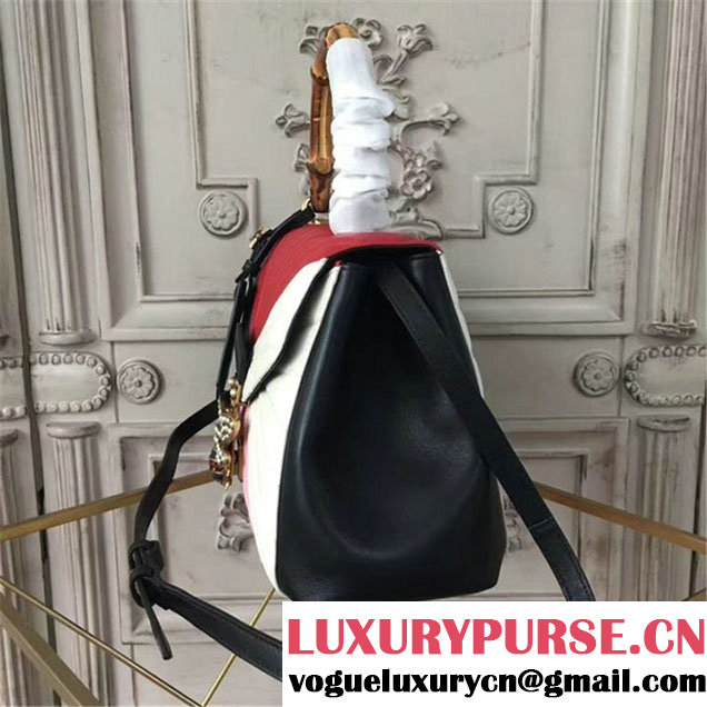 Gucci Queen Margaret Quilted Top Handle Bag Calfskin Leather Fall Winter 2017 Collection Navy Red White