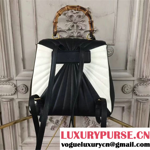 Gucci Queen Margaret Quilted Backpack 26cm Bag Calfskin Leather Fall Winter 2017 Collection Black White