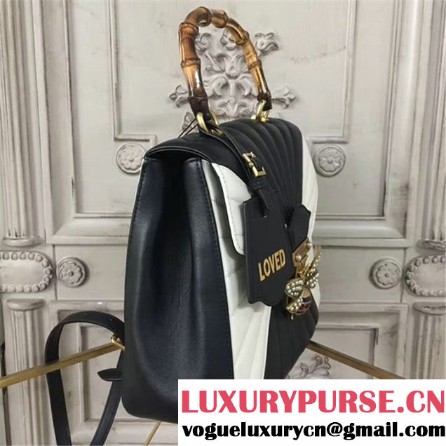 Gucci Queen Margaret Quilted Backpack 26cm Bag Calfskin Leather Fall Winter 2017 Collection Black White