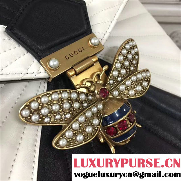 Gucci Queen Margaret Quilted Backpack 26cm Bag Calfskin Leather Fall Winter 2017 Collection Black White