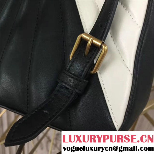 Gucci Queen Margaret Quilted Backpack 26cm Bag Calfskin Leather Fall Winter 2017 Collection Black White