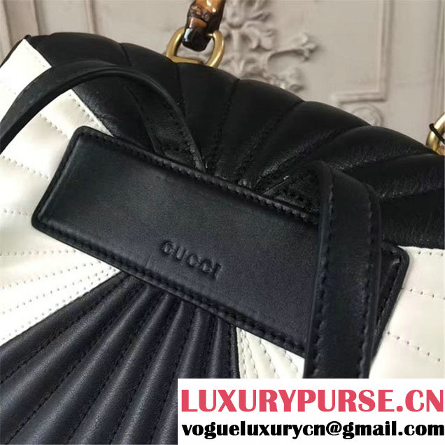 Gucci Queen Margaret Quilted Backpack 26cm Bag Calfskin Leather Fall Winter 2017 Collection Black White