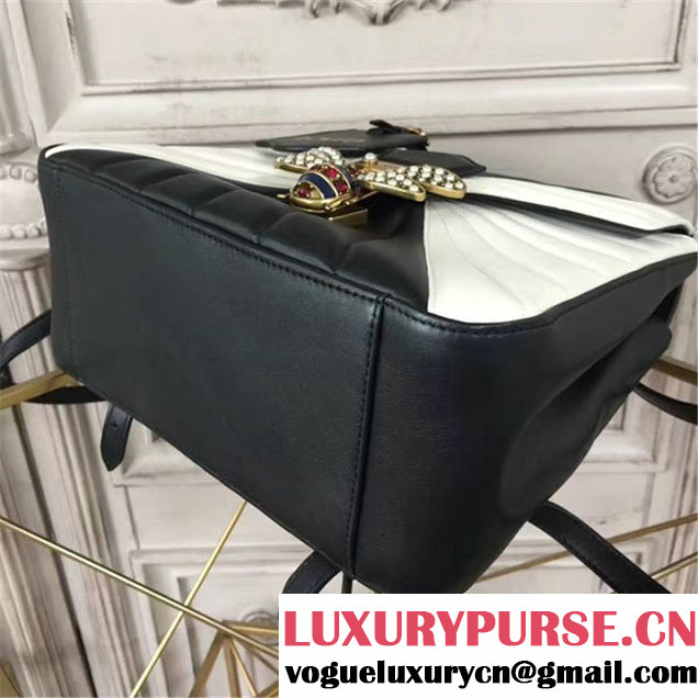 Gucci Queen Margaret Quilted Backpack 26cm Bag Calfskin Leather Fall Winter 2017 Collection Black White