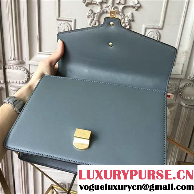 Gucci Sylvie Chain Embellished Leather Medium Shoulder 25cm Bag Calfskin Leather Fall Winter 2017 Collection Gray