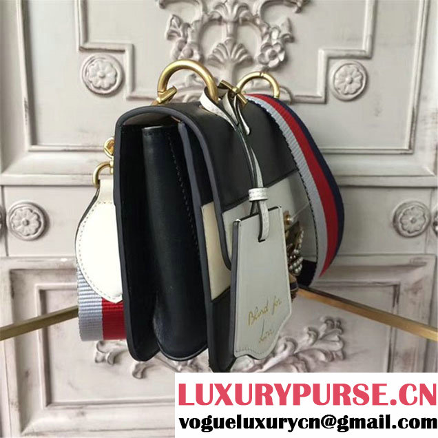 Gucci Queen Margaret Stripe Shoulder Bag Calfskin Leather Fall Winter 2017 Collection Black White