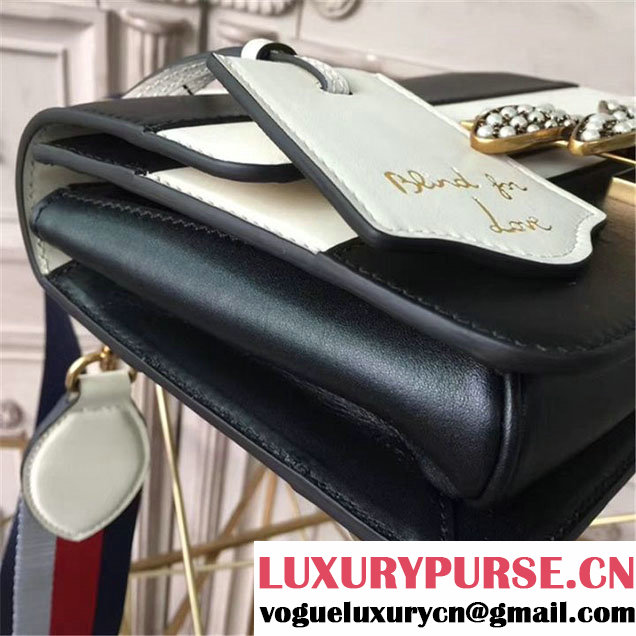 Gucci Queen Margaret Stripe Shoulder Bag Calfskin Leather Fall Winter 2017 Collection Black White