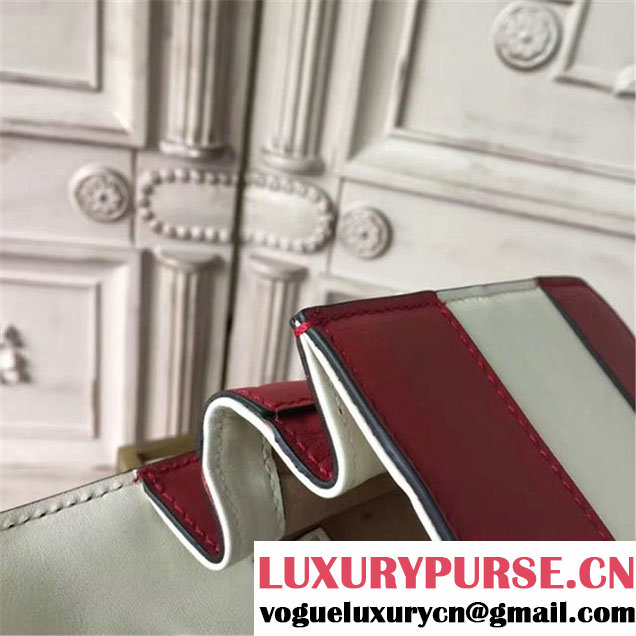 Gucci Queen Margaret Stripe Shoulder Bag Calfskin Leather Fall Winter 2017 Collection Red White