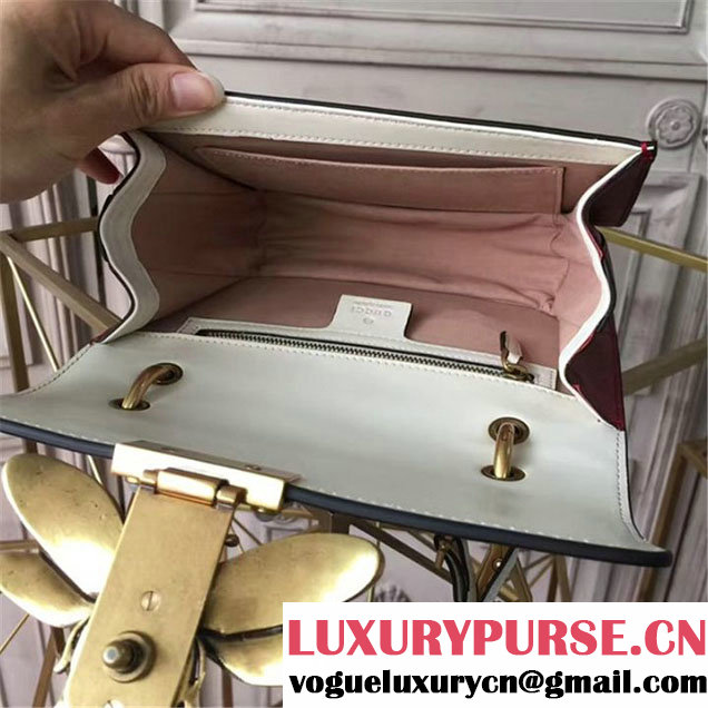 Gucci Queen Margaret Stripe Shoulder Bag Calfskin Leather Fall Winter 2017 Collection Red White