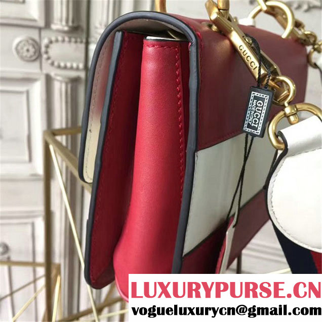 Gucci Queen Margaret Stripe Shoulder Bag Calfskin Leather Fall Winter 2017 Collection Red White