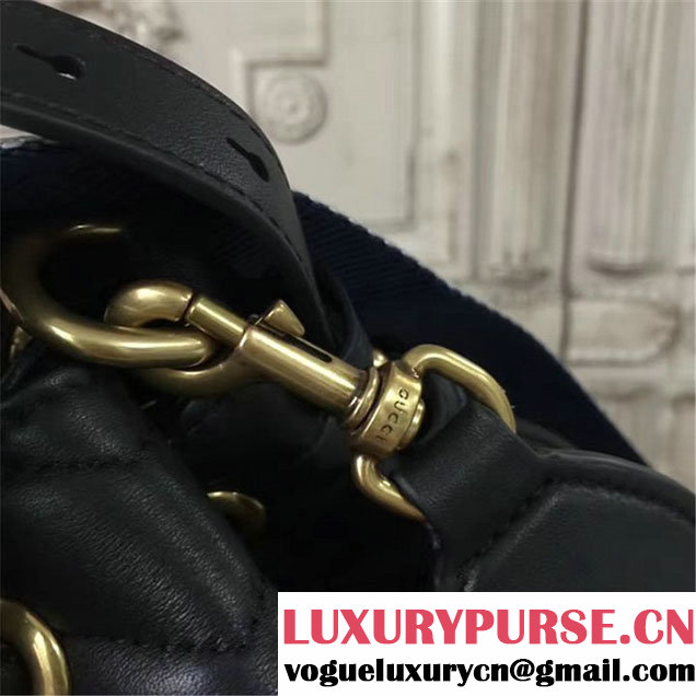 Gucci GG Marmont Quilted Bucket 20cm Bag Calfskin Leather Fall Winter 2017 Collection Black