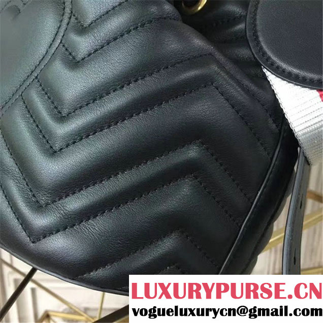 Gucci GG Marmont Quilted Bucket 20cm Bag Calfskin Leather Fall Winter 2017 Collection Black