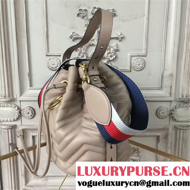 Gucci GG Marmont Quilted Bucket 20cm Bag Calfskin Leather Fall Winter 2017 Collection Beige