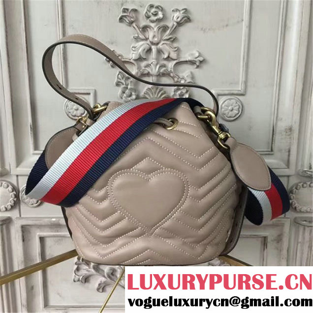 Gucci GG Marmont Quilted Bucket 20cm Bag Calfskin Leather Fall Winter 2017 Collection Beige