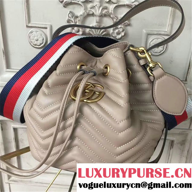 Gucci GG Marmont Quilted Bucket 20cm Bag Calfskin Leather Fall Winter 2017 Collection Beige