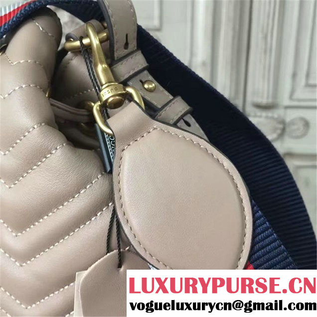 Gucci GG Marmont Quilted Bucket 20cm Bag Calfskin Leather Fall Winter 2017 Collection Beige