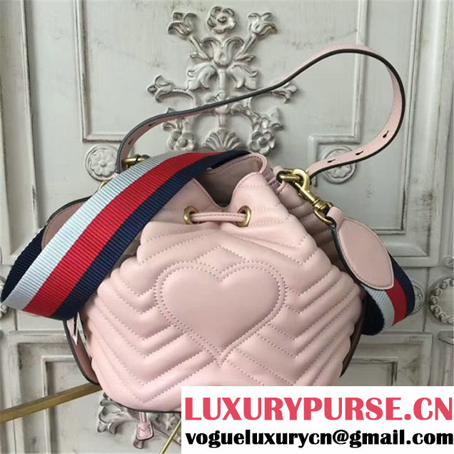 Gucci GG Marmont Quilted Bucket 20cm Bag Calfskin Leather Fall Winter 2017 Collection Pink