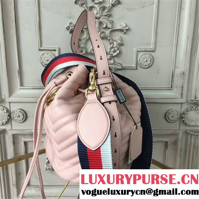 Gucci GG Marmont Quilted Bucket 20cm Bag Calfskin Leather Fall Winter 2017 Collection Pink