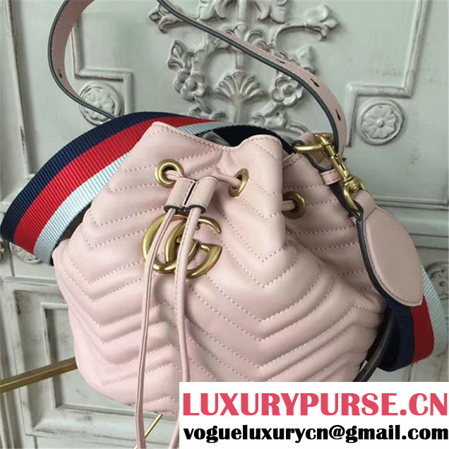 Gucci GG Marmont Quilted Bucket 20cm Bag Calfskin Leather Fall Winter 2017 Collection Pink