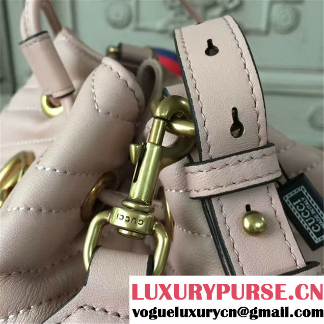 Gucci GG Marmont Quilted Bucket 20cm Bag Calfskin Leather Fall Winter 2017 Collection Pink
