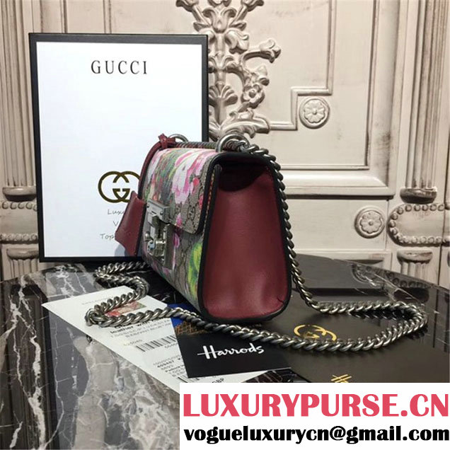 Gucci Padlock Small GG Blooms Shoulder Bag 20cm 432182 Fall Winter 2017 Collection Burgundy