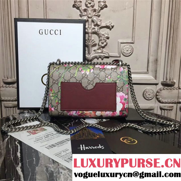 Gucci Padlock Small GG Blooms Shoulder Bag 20cm 432182 Fall Winter 2017 Collection Burgundy