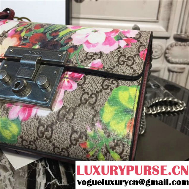 Gucci Padlock Small GG Blooms Shoulder Bag 20cm 432182 Fall Winter 2017 Collection Burgundy