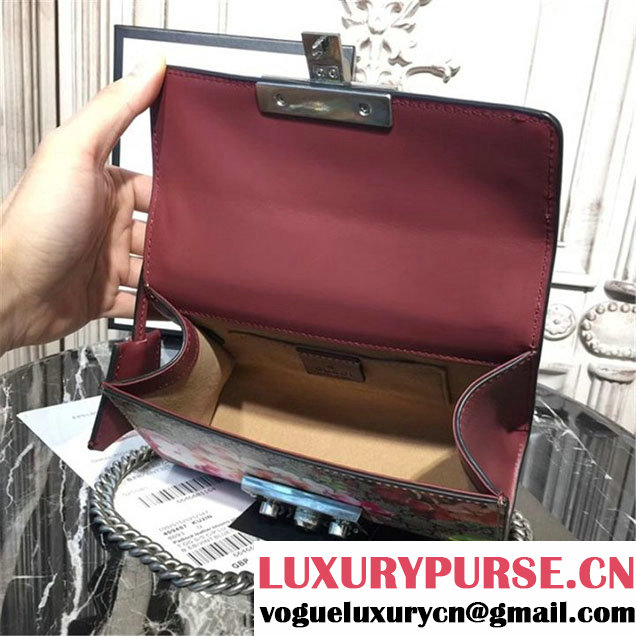 Gucci Padlock Small GG Blooms Shoulder Bag 20cm 432182 Fall Winter 2017 Collection Burgundy