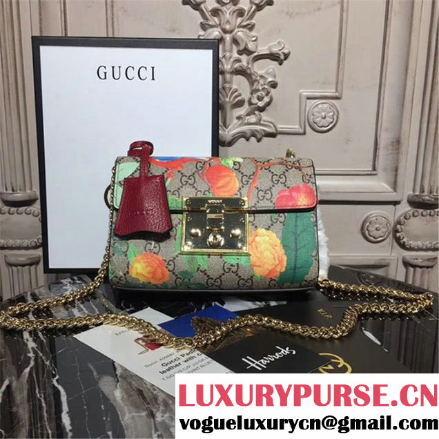 Gucci Padlock Small GG Blooms Shoulder Bag 20cm 432182 Fall Winter 2017 Collection Brown