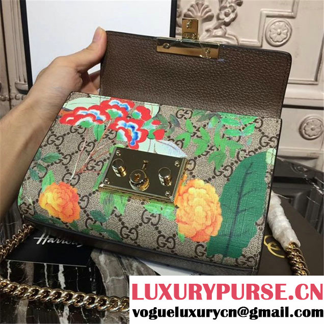 Gucci Padlock Small GG Blooms Shoulder Bag 20cm 432182 Fall Winter 2017 Collection Brown