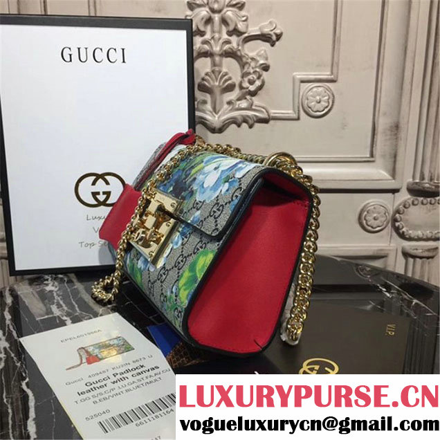 Gucci Padlock Small GG Blooms Shoulder Bag 20cm 432182 Fall Winter 2017 Collection Red