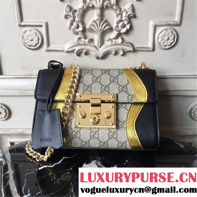 Gucci Padlock Small GG Supreme Shoulder Bag 20cm 432182 Fall Winter 2017 Collection Black Gold