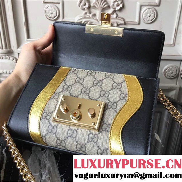 Gucci Padlock Small GG Supreme Shoulder Bag 20cm 432182 Fall Winter 2017 Collection Black Gold
