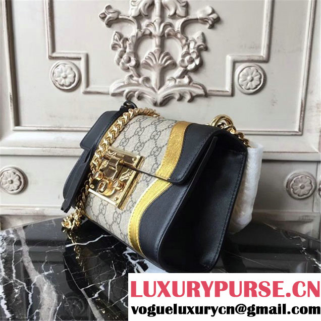Gucci Padlock Small GG Supreme Shoulder Bag 20cm 432182 Fall Winter 2017 Collection Black Gold